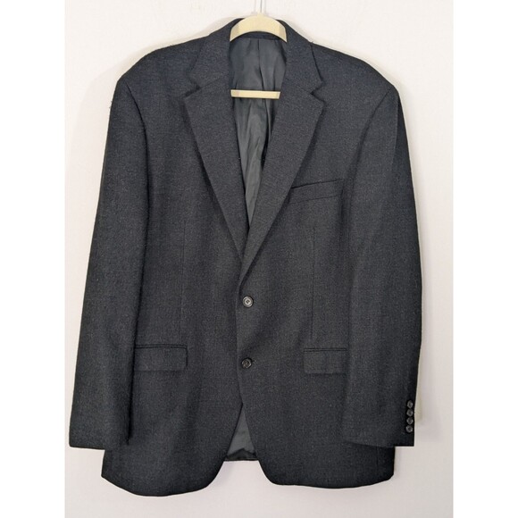 Polo Ralph Lauren 44 L Heathered Black Wool Flannel Sport Coat Blazer Jacket - Picture 1 of 9